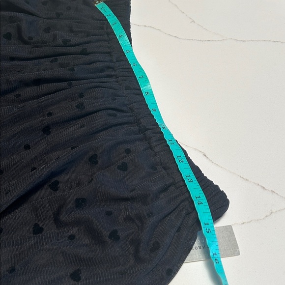 Anthropologie Black Mesh Heart Skirt Size LP New With Tags - Picture 8 of 9